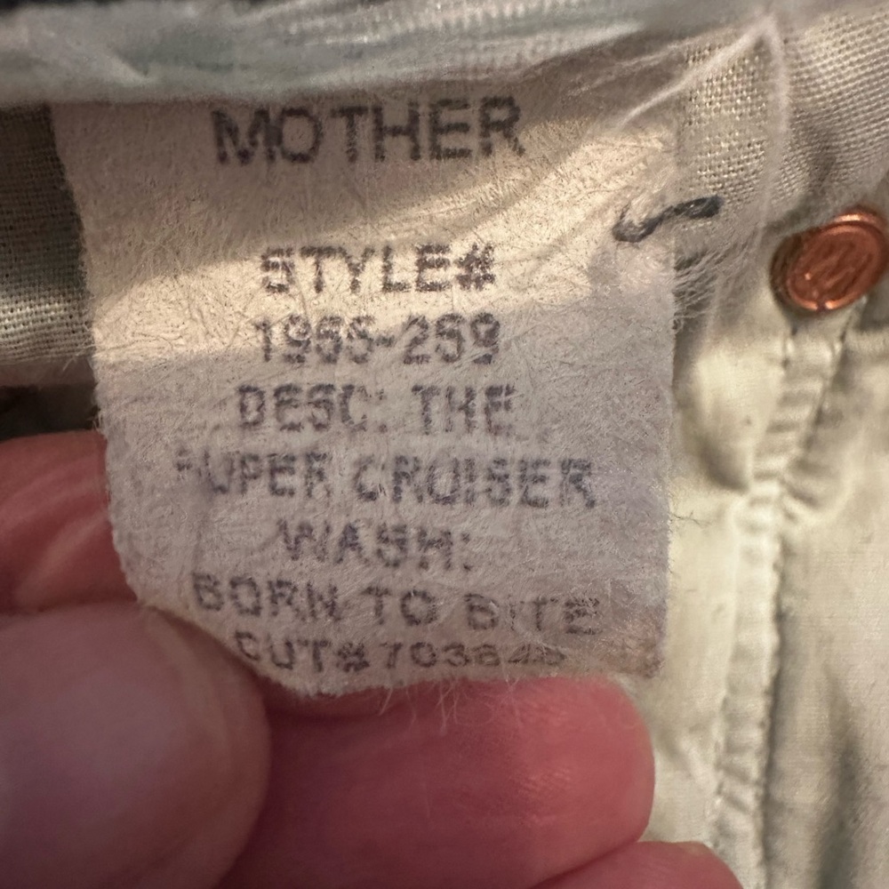 Mother Denim Born to Bite Flares, light distressing and a raw hem. - Picture 9 of 9